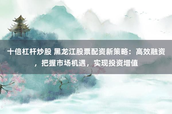 十倍杠杆炒股 黑龙江股票配资新策略：高效融资，把握市场机遇，实现投资增值