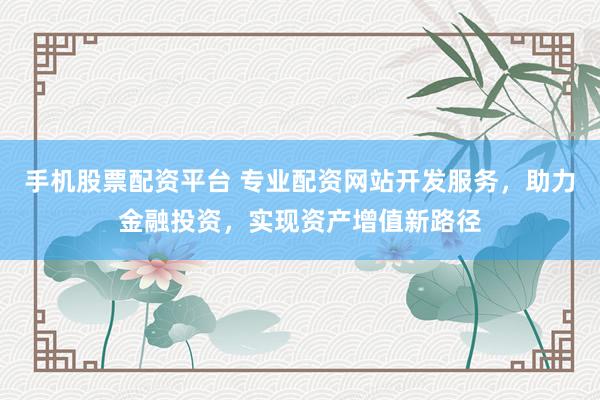 手机股票配资平台 专业配资网站开发服务，助力金融投资，实现资产增值新路径