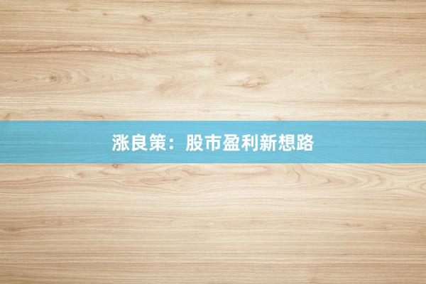 涨良策：股市盈利新想路