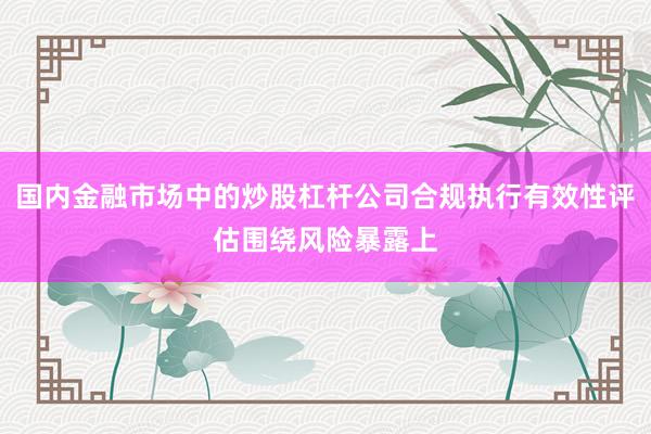 国内金融市场中的炒股杠杆公司合规执行有效性评估围绕风险暴露上